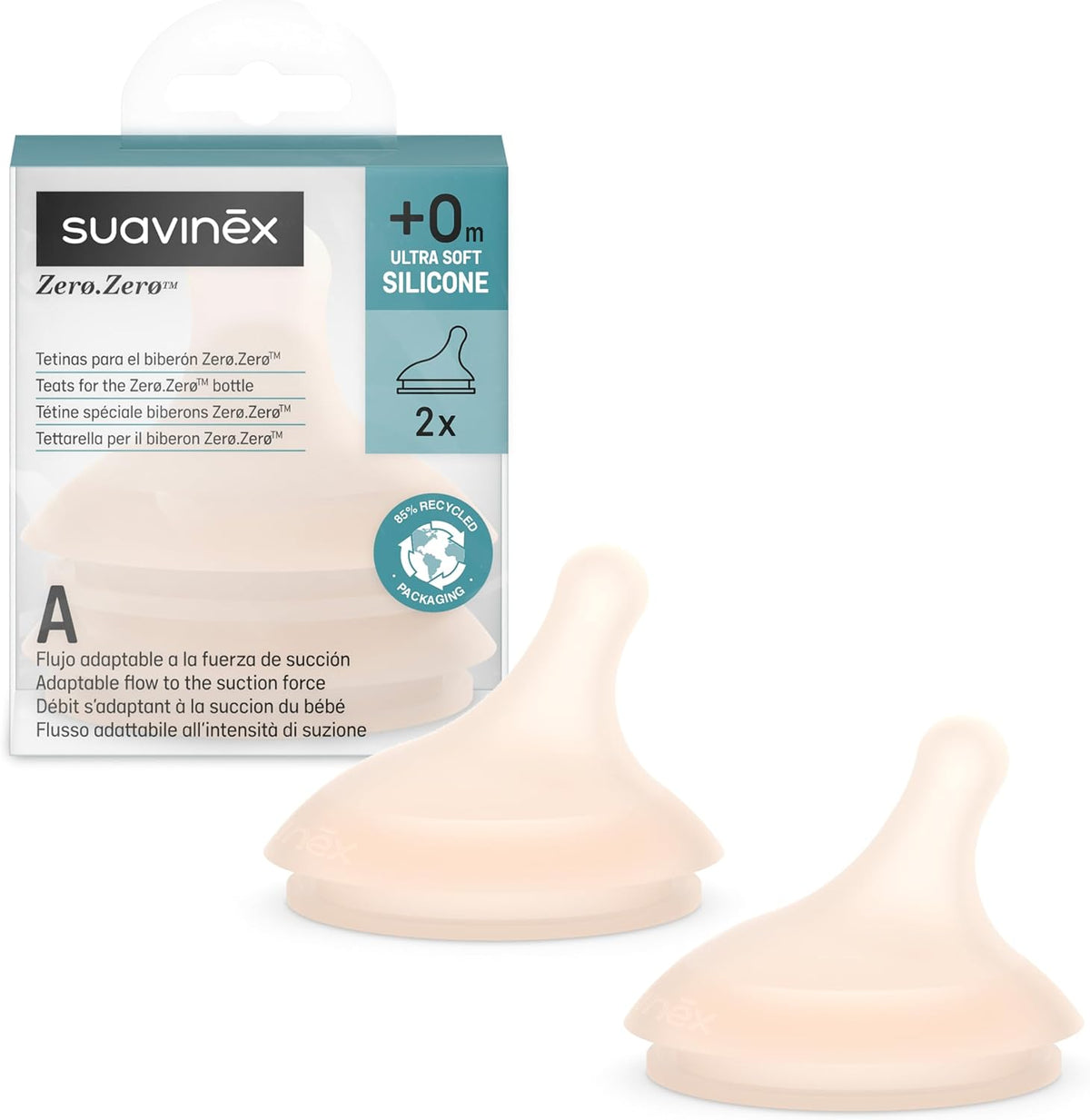 SUAVINEX Zero Zero bottle teats x 2