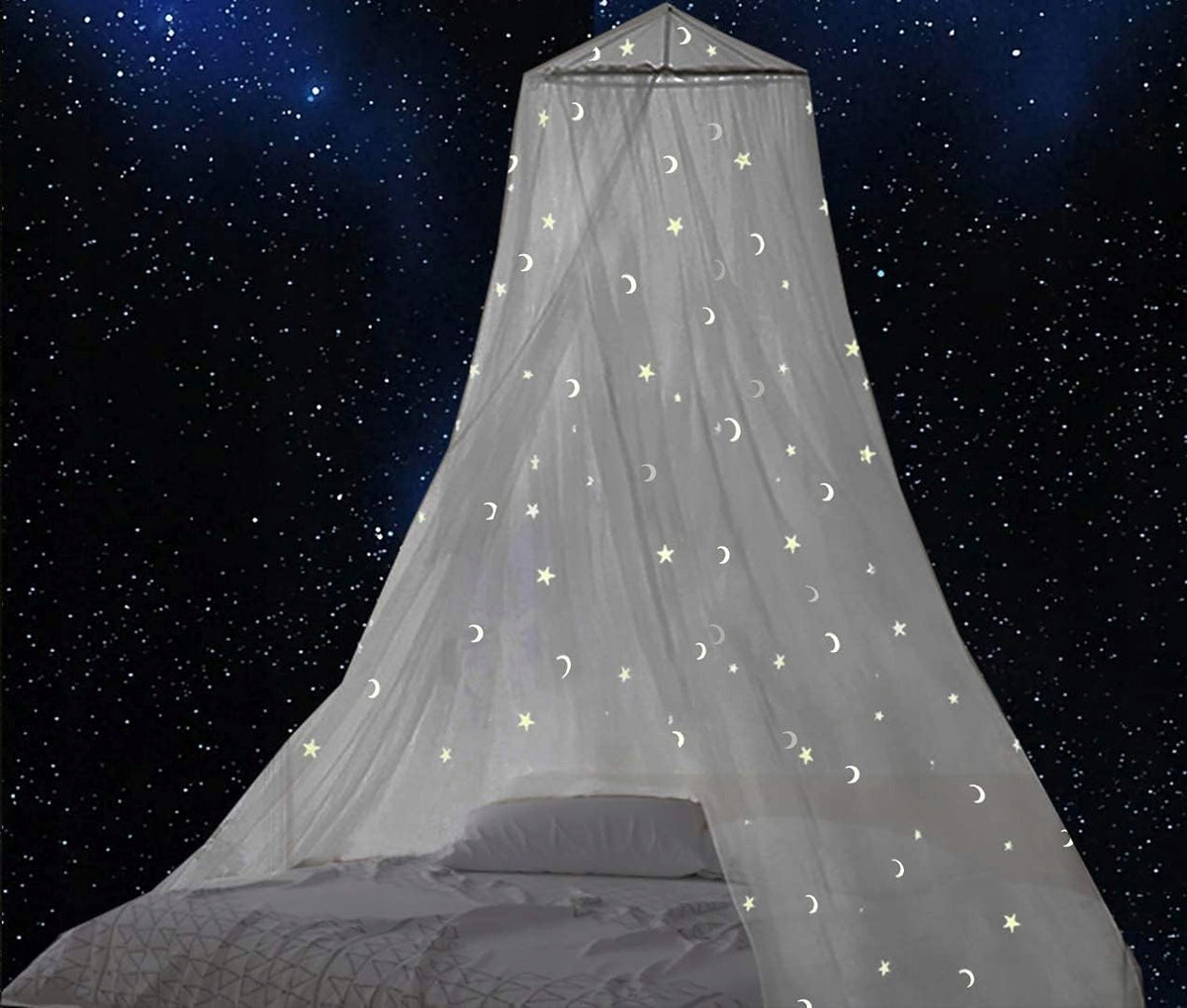 GLOW BED moustiquaire pour lit bébé, baldaquin avec étoiles fluorescentes