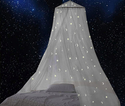 GLOW BED moustiquaire pour lit bébé, baldaquin avec étoiles fluorescentes