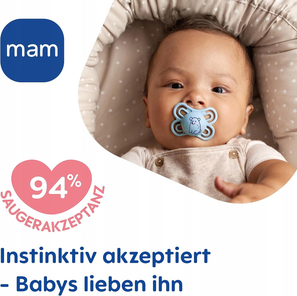MAM Perfect smoczek uspokajający x2 0-6msc + box, ortodontyczny silikonowy smoczek dla niemowląt