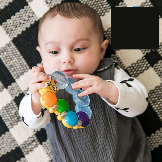BABY EINSTEIN gryzak chłodzący i masujący z grzechotką GĄSIENICA 3 m+ dla niemowlęcia