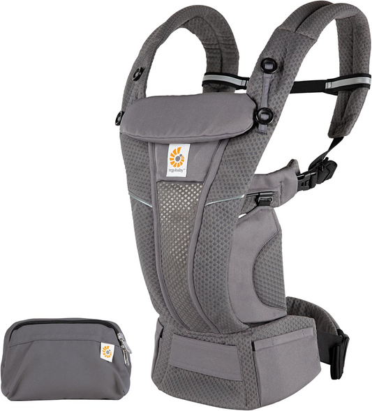 ERGOBABY OMNI BREEZE nosidełko ergonomiczne szare z daszkiem i saszetką, od 3,2 do 20,4 kg
