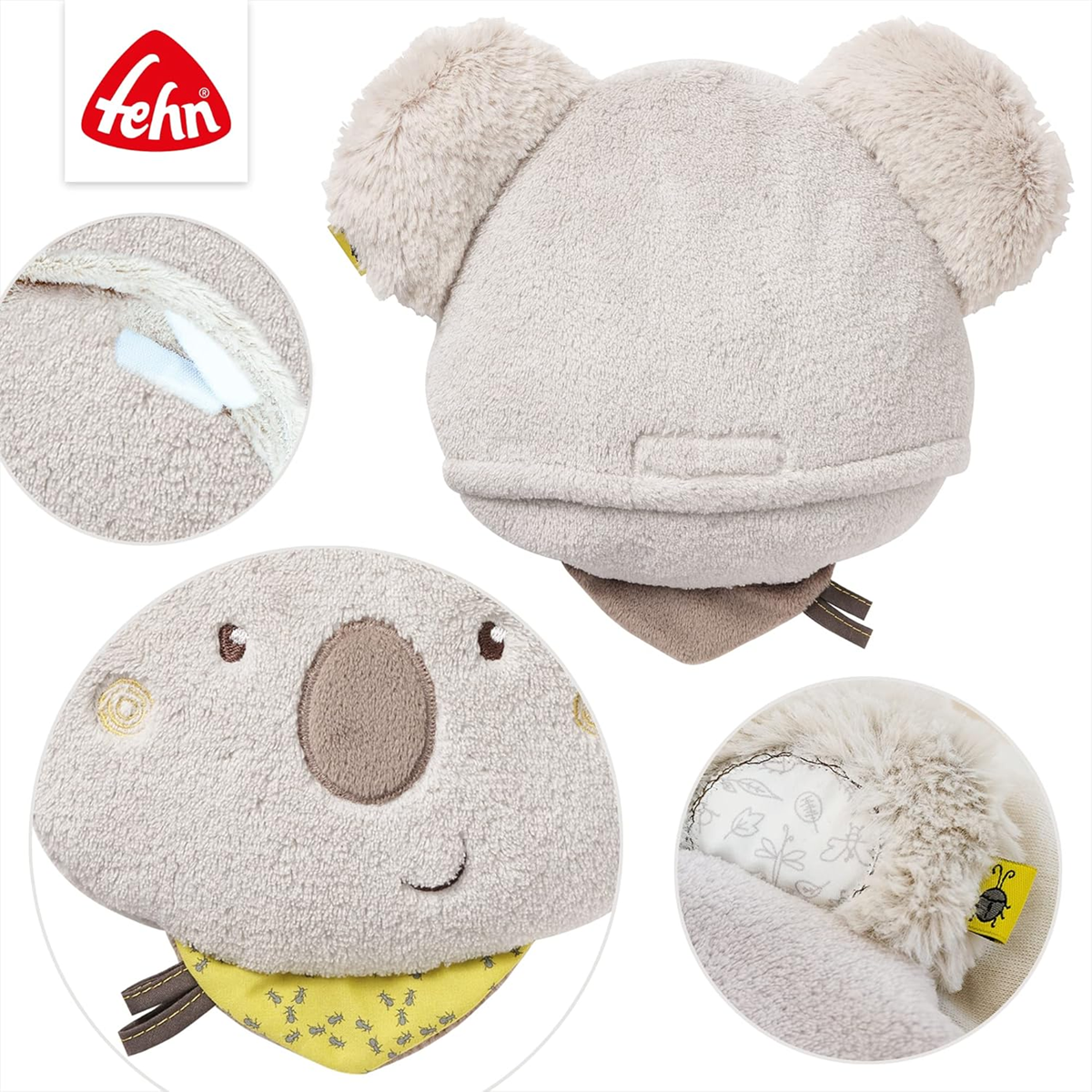 FEHN Koala Australia peluche com bolsa de água quente com caroços de cereja 20 x 20 cm