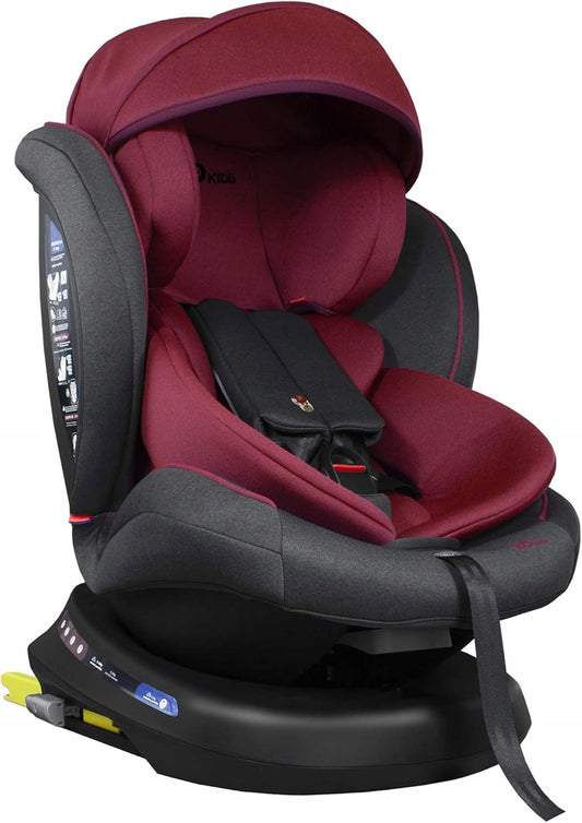 XOMAX S64 fotelik samochodowy obrót 360 gr 0/1/2/3 ISOFIX, bordowy, fotelik dziecięcy