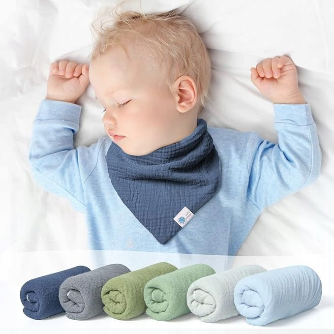 LULU MOON bandana-hagesmække med tryklås 0-36md. x5