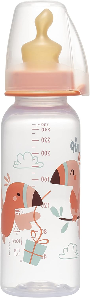 NIP butelka z lateksowym smoczkiem rozmiar M średni przepływ 240 ml