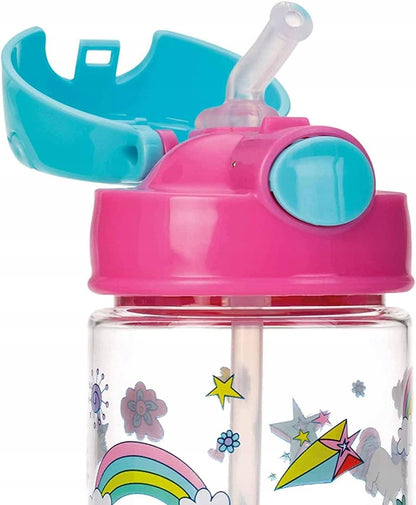 NUBY Straw Cupbottle with rainbow motifage 4 l+colour pink and bluecapacity 540 mldiameter 7.5 cm, height 20