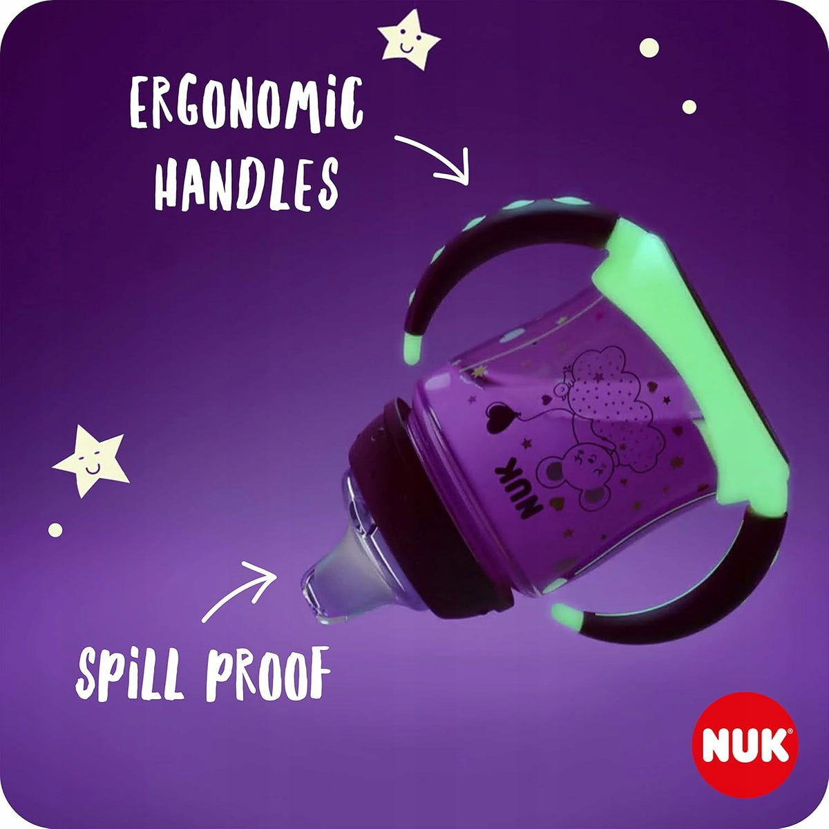 NUK Learner Cup KUBEK 150 ml wskaźnik temperatury ŚWIECI W CIEMNOŚCI