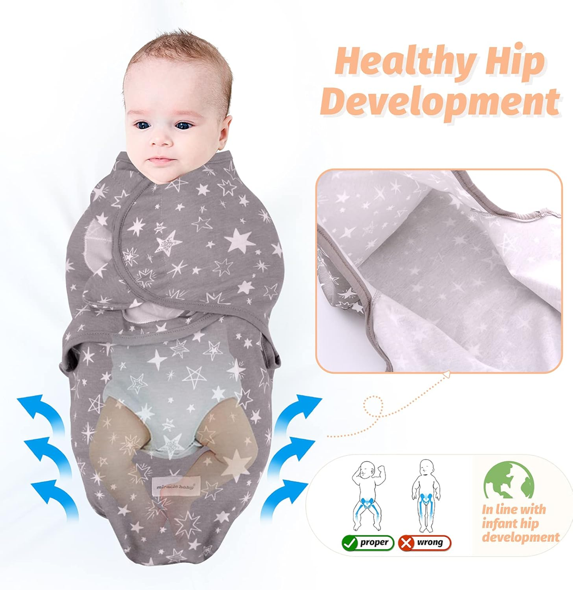 MIRACLE BABY swaddle, sleeping bag
