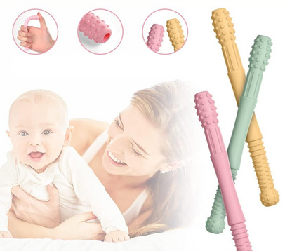VICLOON szilikon rágóka masszírozó 4 db + 4 tisztítókefe 17 cm