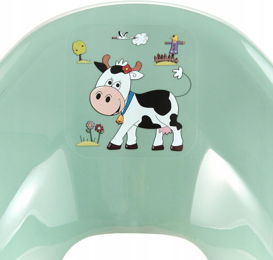 KEEEPER Funny Farm nakładka na sedes 18 m+ zielona z motywem krowy, anatomiczna, BPA free
