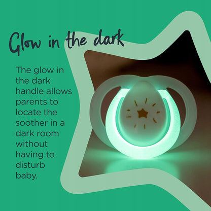 Tommee Tippee Night symmetrical glow-in-the-dark pacifiers 18-36m