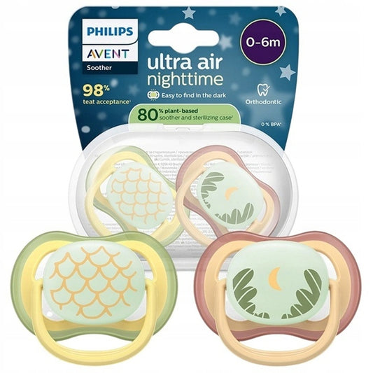 PHILIPS AVENT Ultra Air Night Schnuller x 2 0-6 Monate LEUCHTEN IM DUNKELN