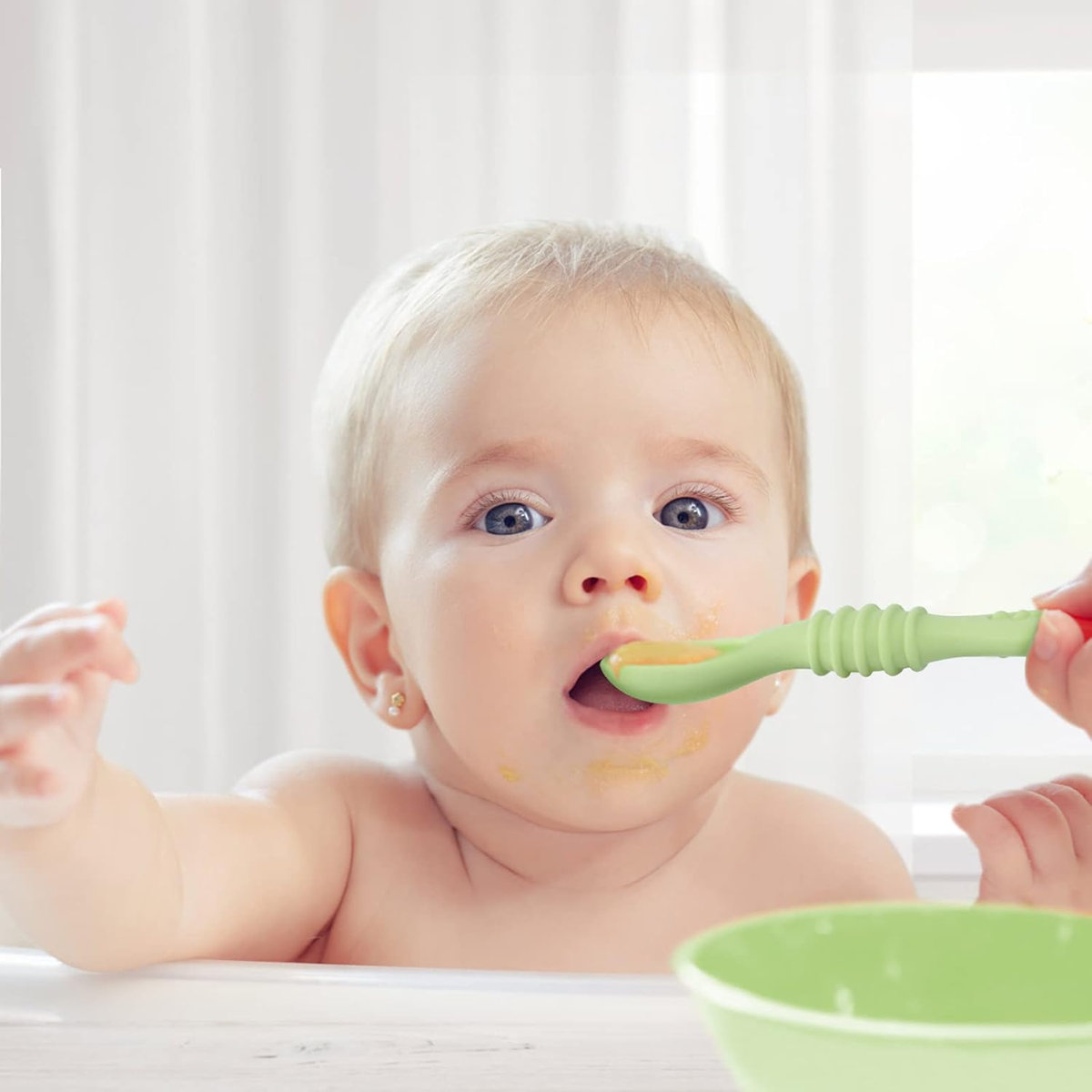 VICLOON Sticky Spoon szilikon kanál 2,5 10 db cm 4 hónap+ zöld