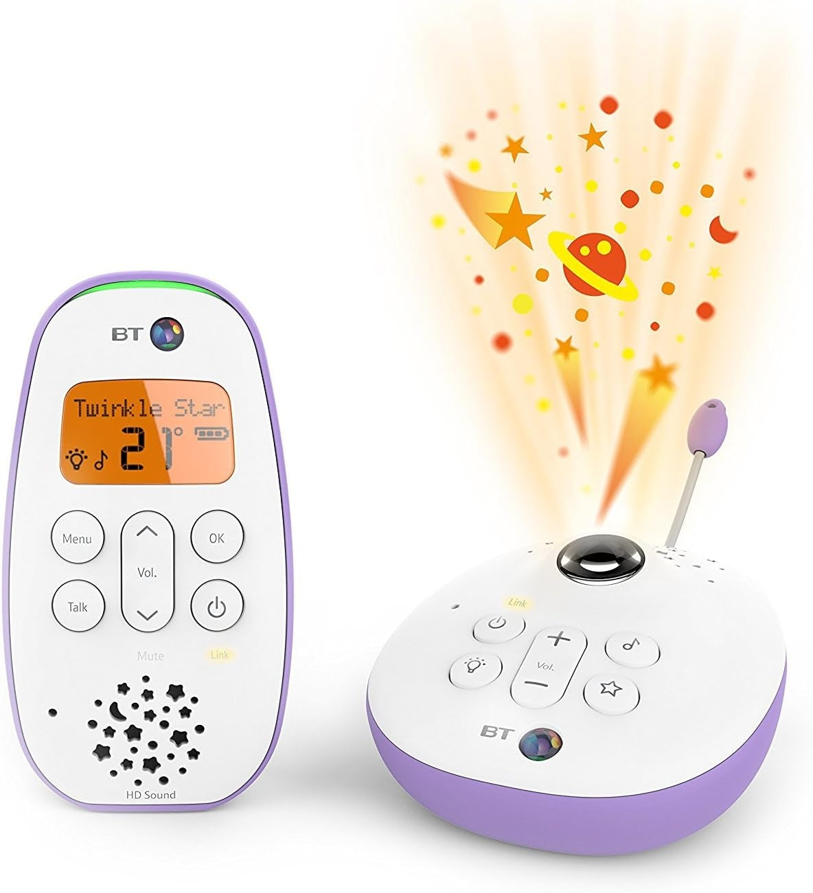 BT 450 digitale babyfoon audio met sterrenprojector