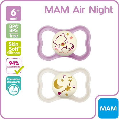 MAM AIR NIGHT suzetă liniștitoare x2 6-16m