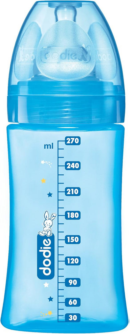 DODIE cumisüveg 270 ml, 2-es méretű közepes folyású cumi, 0–6 hónap, NYÚL