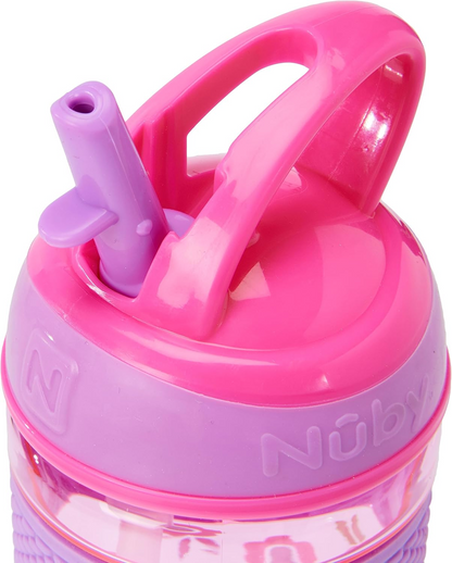 NUBY Hard Straw Cup tritan-drikkedunk med sugerør 3 l+ 360 ml BLOMSTER