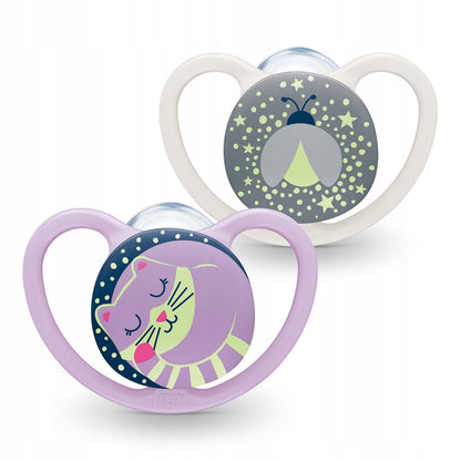 NUK Space Night suzetă silicon x2 0-6msc + cutie