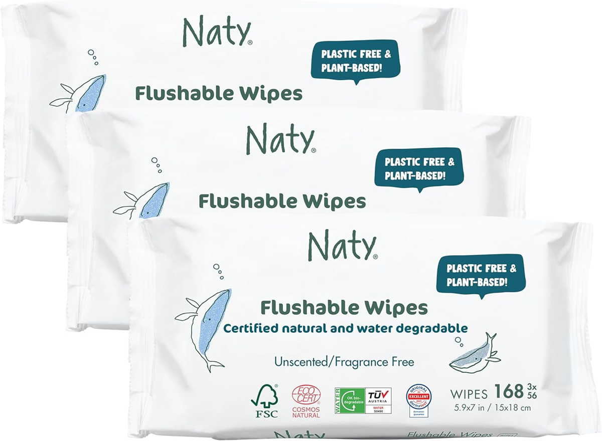 ECO BY NATY vådservietter 3 x 56 skyllelige komposterbare