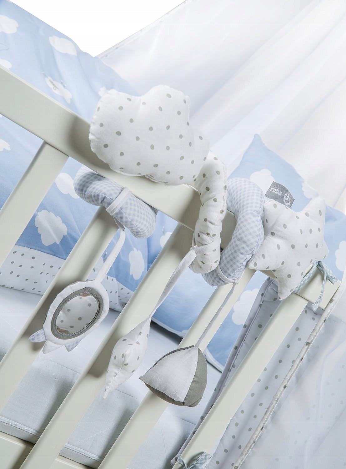Spirale ROBA avec sons et miroir pour poussette, lit bébé, siège auto