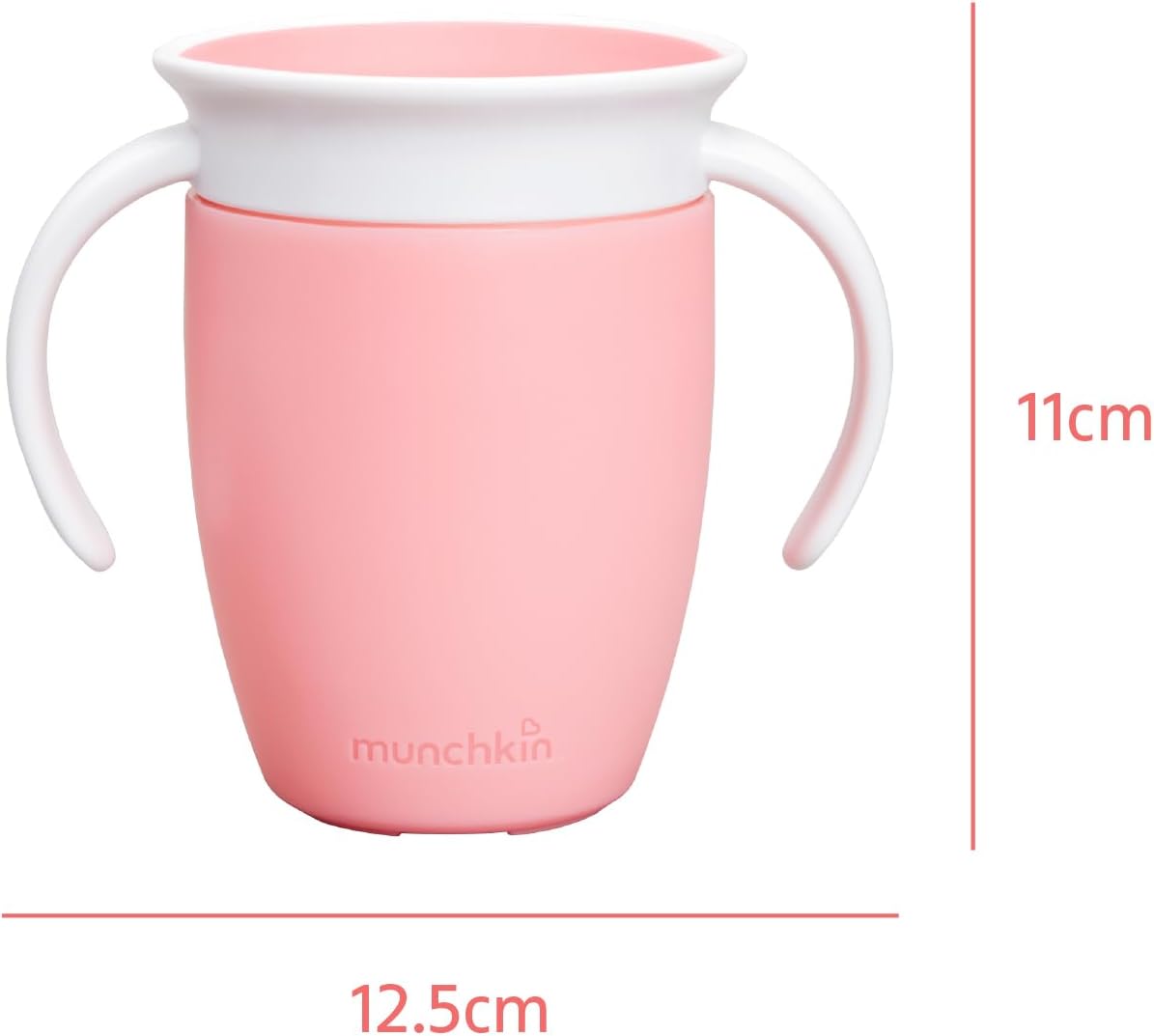 MUNCHKIN Miracle kubek treningowy 360 6msc+ 207ml, różowy kubek niekapek z uchwytami dla niemowląt