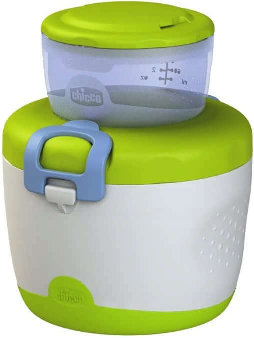 CHICCO pojemnik obiadowy izolowany + łyżeczka, biało-zielony pojemnik termiczny BPA-free z łyżeczką