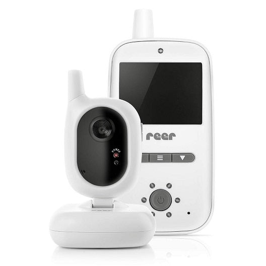 REER BabyCam niania elektroniczna 2,4" TFT, biały zestaw kamery i odbiornika z ekranem LCD