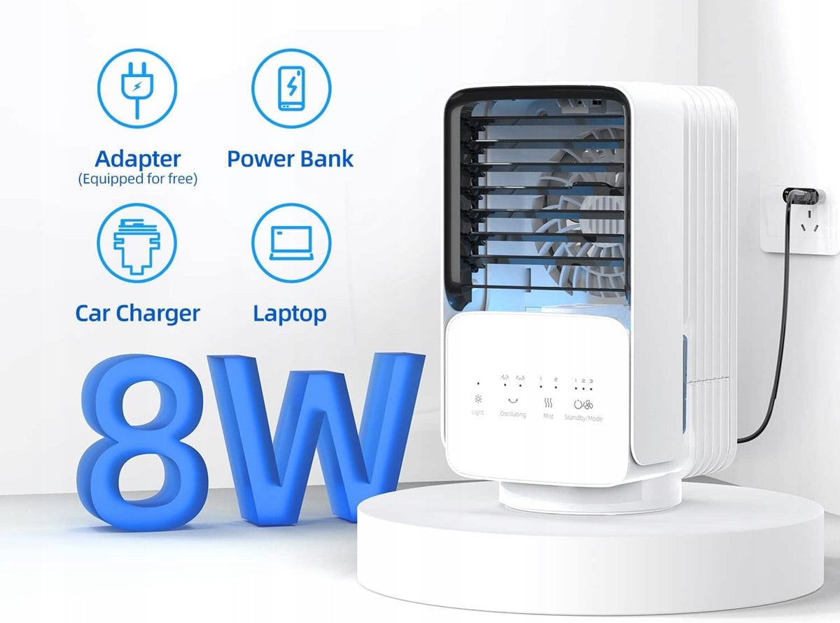 OMISOON Air Cooler mini klimator 700 ml z panelem dotykowym i lampką