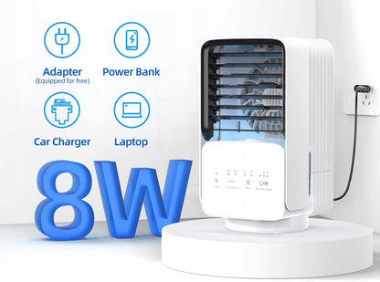 OMISOON Air Cooler mini klimator 700 ml z panelem dotykowym i lampką