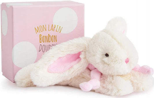 DOUDOU et COMPAGNIE Królik Bonbon przytulanka 20 cm, miękki biało-różowy królik dla niemowląt 0+