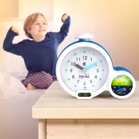 PABOBO Kid'Sleep BUDZIK EDUKACYJNY niebieski, budzik do nauki wstawania dla dzieci
