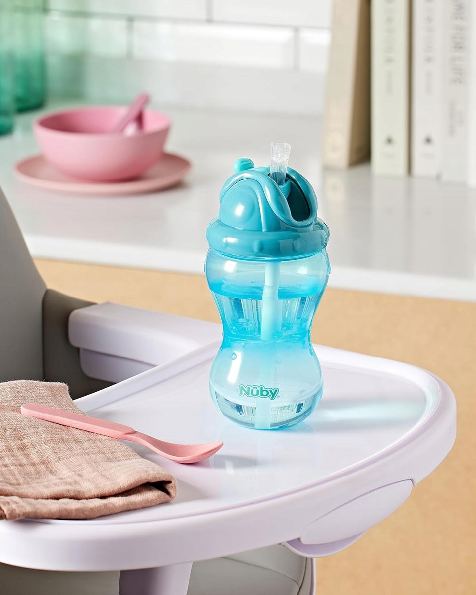 NUBY Flip-it Cup kubek niekapek ze słomką 12 m+ 360 ml