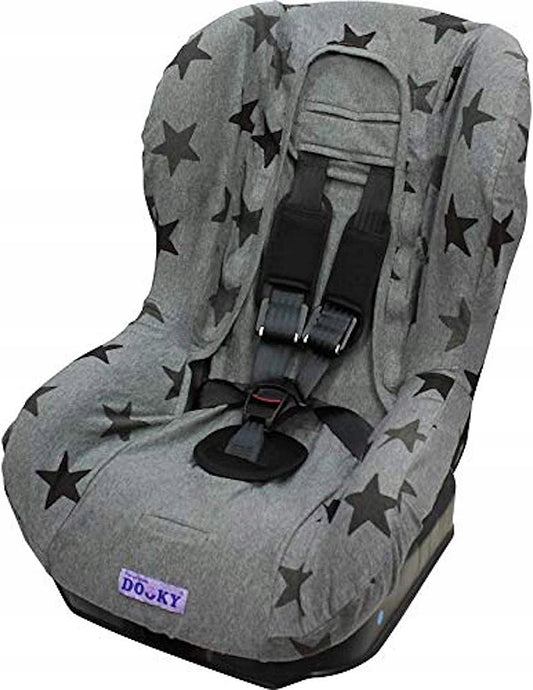 DOOKY SEAT COVER 1 pokrowiec na fotelik UNIWERSALN, szary pokrowiec w gwiazdki do fotelika samochodowego grupy 1