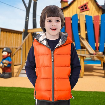 quilted waistcoat with hood free of harmful substances