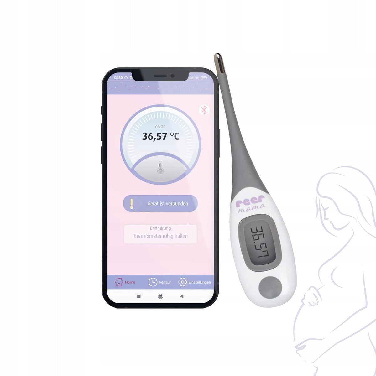 REER Mama thermomètre électronique buccal d’ovulation AVEC APPLICATION + étui