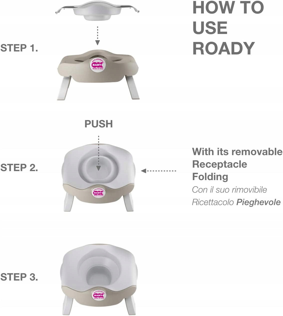 OK BABY 3-IN-1-reispotje, opzetstuk + zakjes