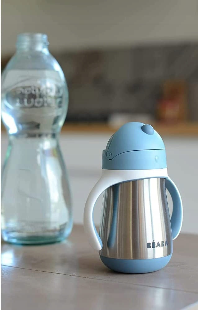 BEABA stalen anti-lekbeker met rietje 250 ml