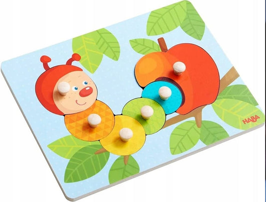 HABA Gąsienica Mina puzzle 6 elementów 12 m+ drewn. kolorowa drewniana układanka dla dzieci