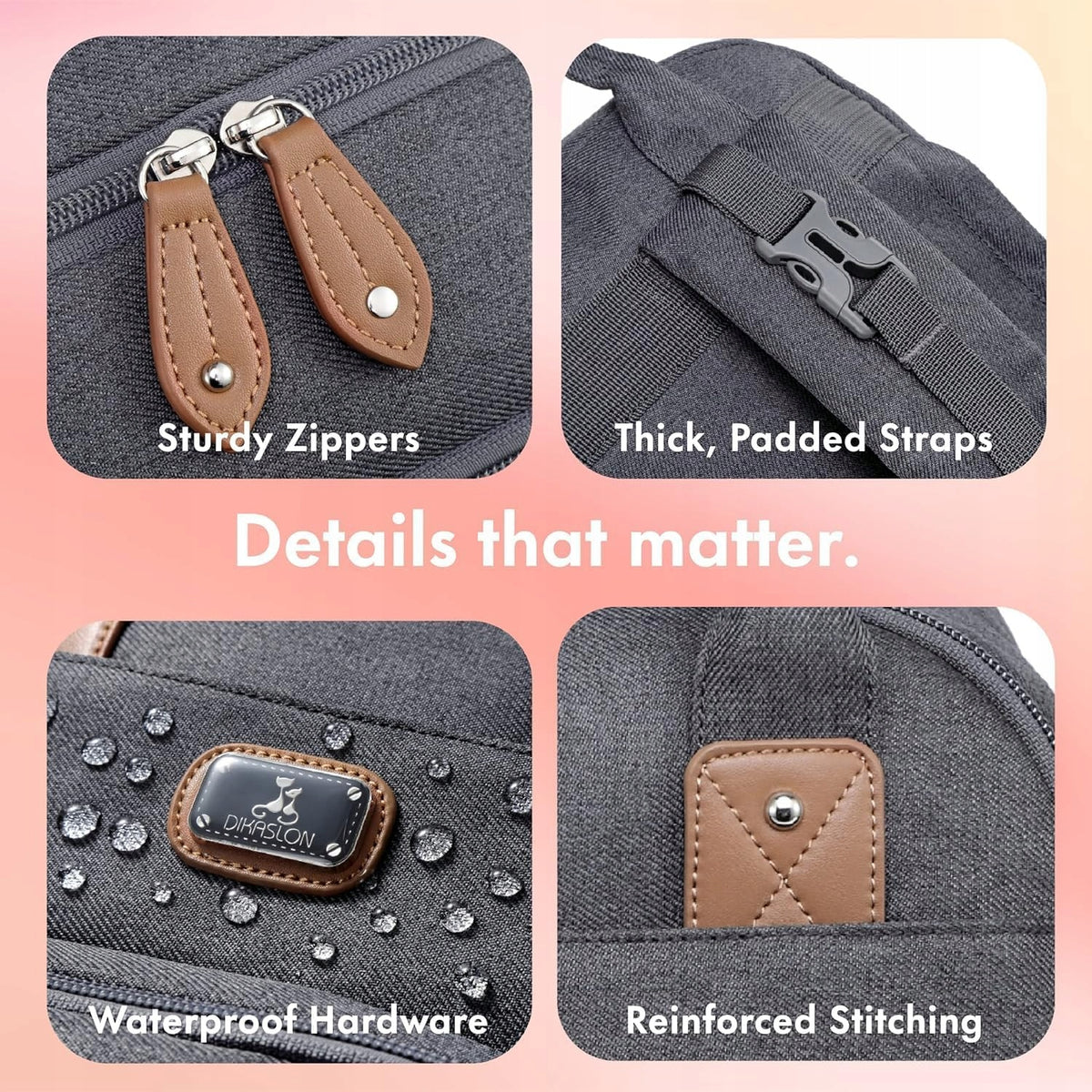 DIKASLON sac à dos pour poussette avec accessoires