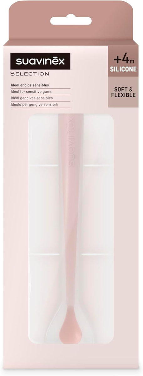 SUAVINEX Selection rugalmas szilikon kanál 16 cm 4 hónap+ rózsaszín