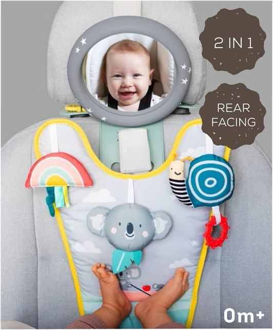 TAF TOYS koala lusterko centrum aktywności do auta, wielokolorowe 2 w 1 dla niemowląt 0m+ i rear facing