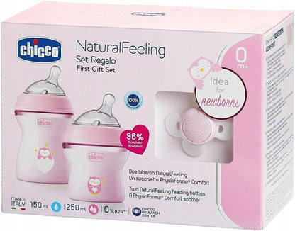 CHICCO zestaw NaturalFeeling butelka 150 250 ml + smoczek 0+