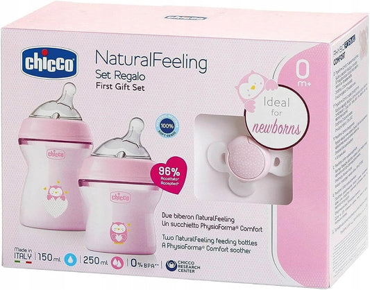 CHICCO set NaturalFeeling biberon 150 250 ml + suzetă 0+