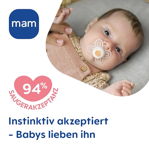 MAM Perfect Day & Night smoczek uspokajający silikonowy 0-6m x4 ŚWIECĄCE dla niemowląt, miękki SkinSoft, 94% akceptacji