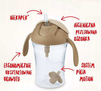 NUK Motion Cup cană anti-picurare cu pai flexibil 8 m+