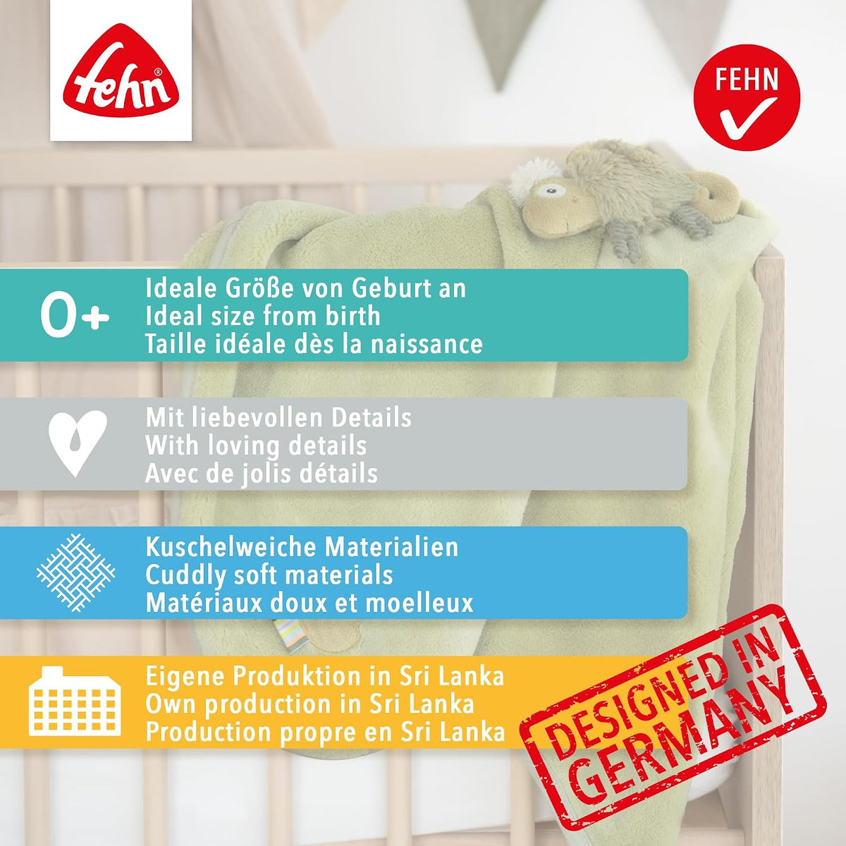 FEHN Μικρό Κάστρο βρεφική κουβέρτα 75x100 cm με κουδουνίστρα
