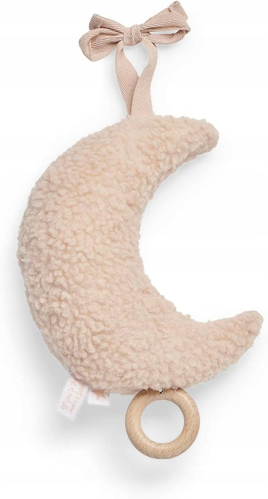 JOLLEIN pluszowa zawieszka z pozytywką KSIĘŻYC 20 cm, różowa, do wózka i łóżeczka