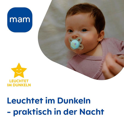 MAM Perfect Start smoczki uspokajające 2 szt. 0-2 mies. świecące w ciemności dla niemowląt