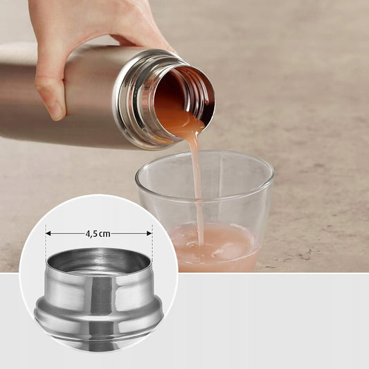 REER Pure termos ze stali nierdzewnej 700 ml, srebrny termos z szerokim otworem 4,5 cm do napojów